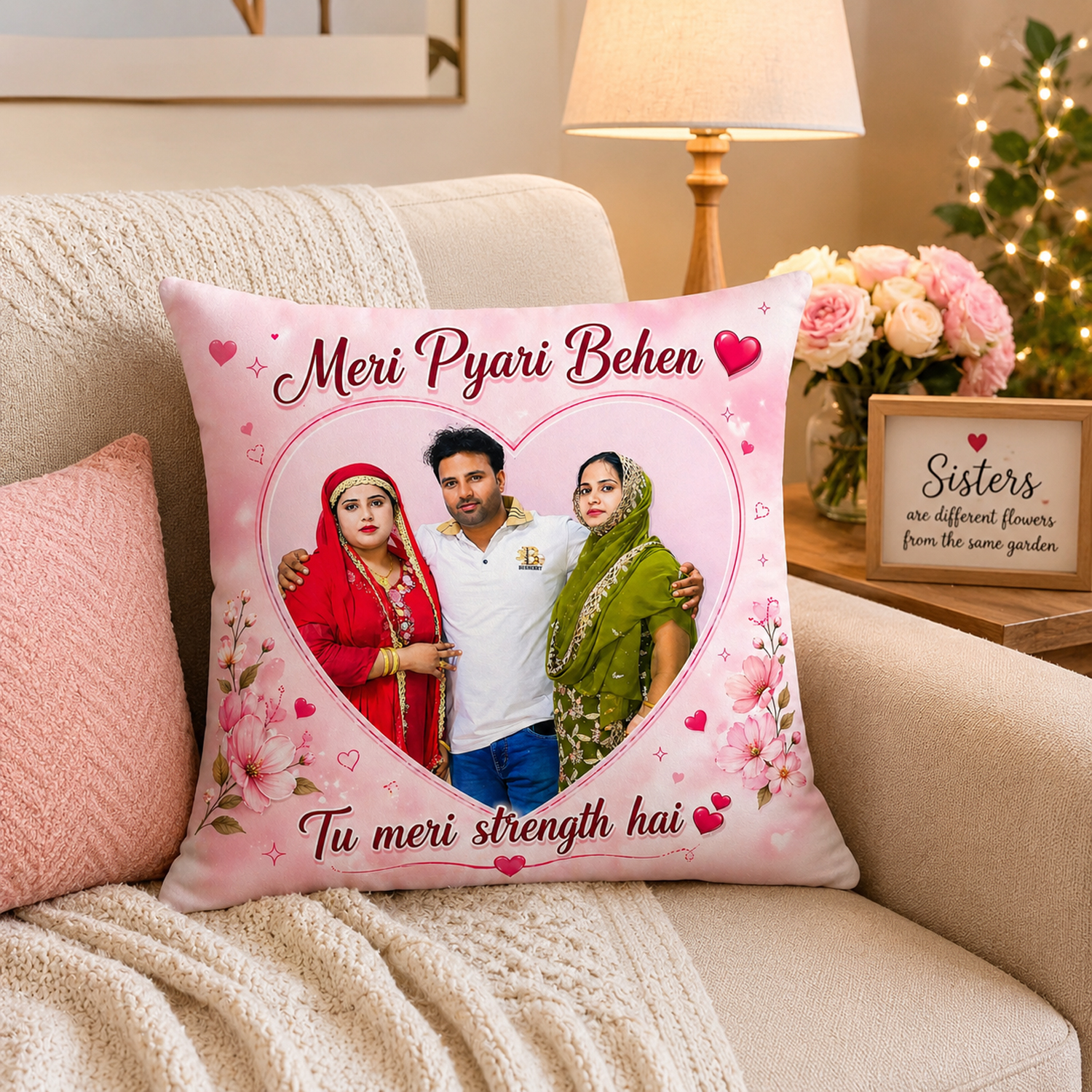 Personalised Birthday Cushion | Custom Name & Photo Cushion | Colourful & Festive Polyester Cushion | Thoughtful Birthday Gift for Loved Ones