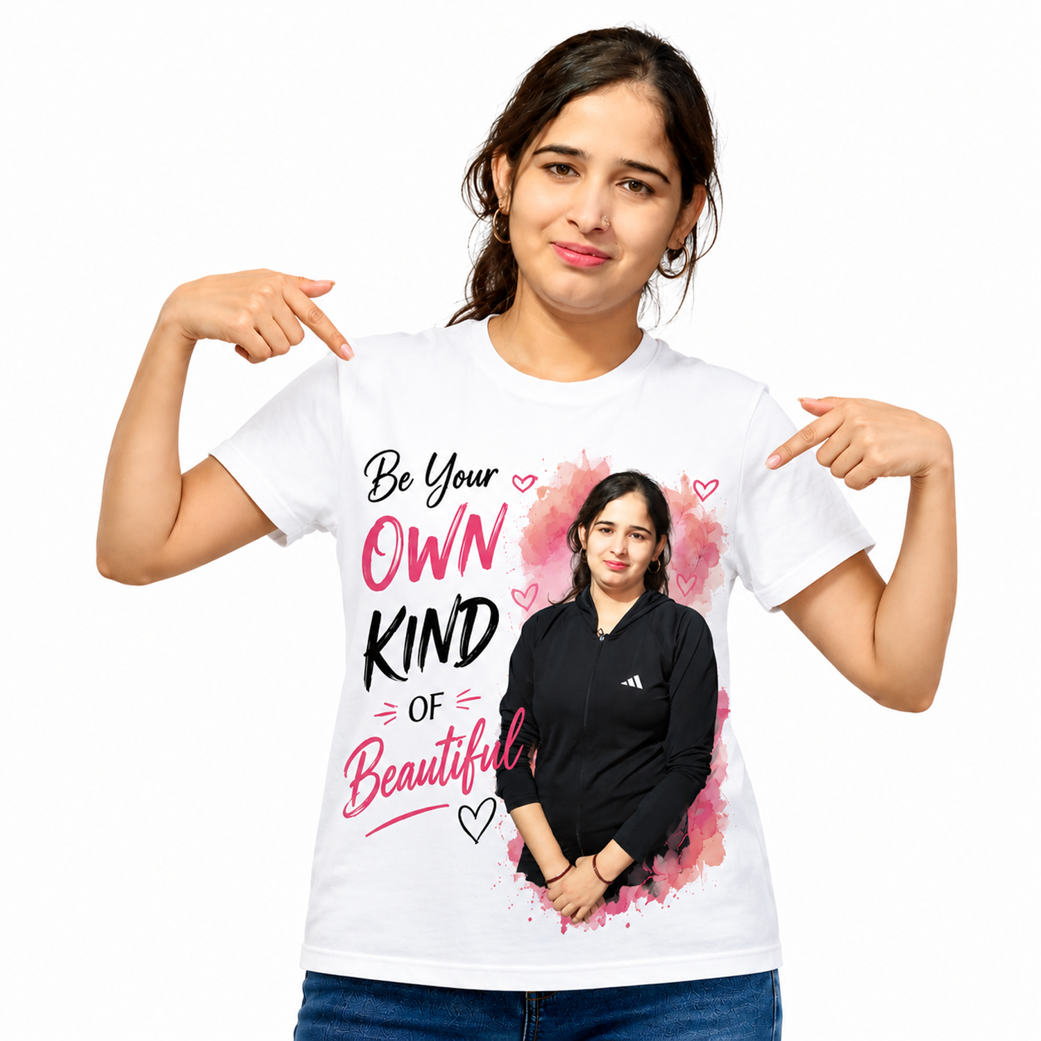 Create your own personalized photo T-shirt with custom pictures, names, or designs printed in high quality on soft and comfortable cotton mix fabric. Perfect for kids, boys, girls, men, and women for birthdays, gifts, parties, and everyday style.